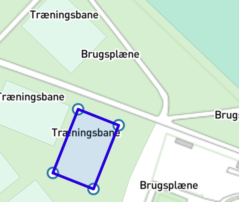 Et markeret objekt med synlige knudepunkter